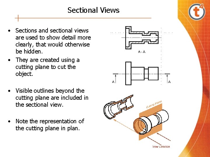 Sectional Views • Sections and sectional views are used to show detail more clearly,