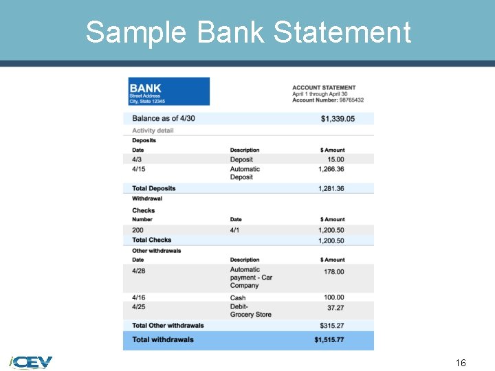 Sample Bank Statement 16 