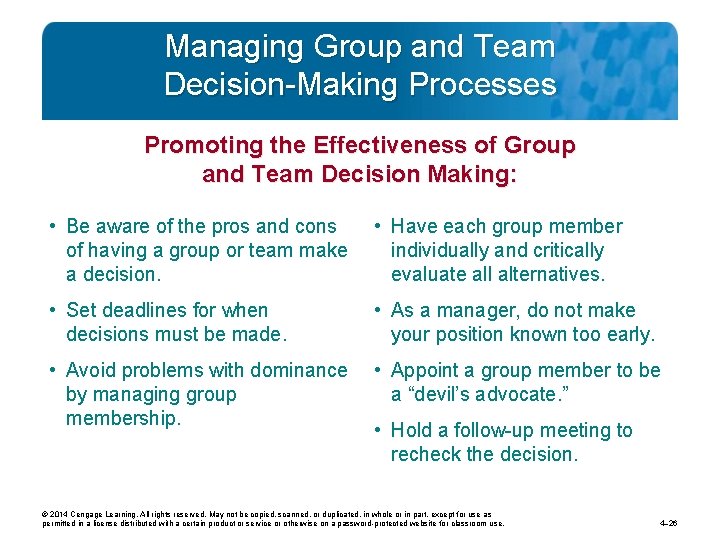 Managing Group and Team Decision-Making Processes Promoting the Effectiveness of Group and Team Decision