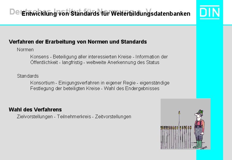 Deutsches Institut für Normung e. V. Entwicklung von Standards für Weiterbildungsdatenbanken Verfahren der Erarbeitung