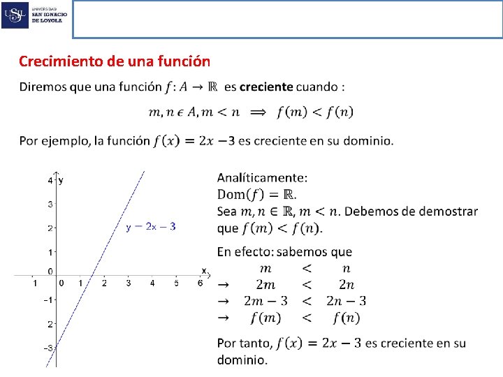 Funciones reales de variable real Crecimiento de una función 