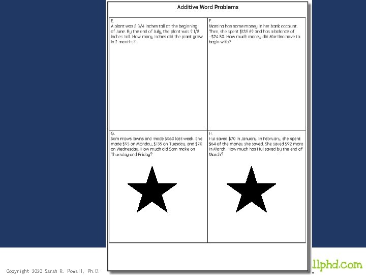 Copyright 2020 Sarah R. Powell, Ph. D. 