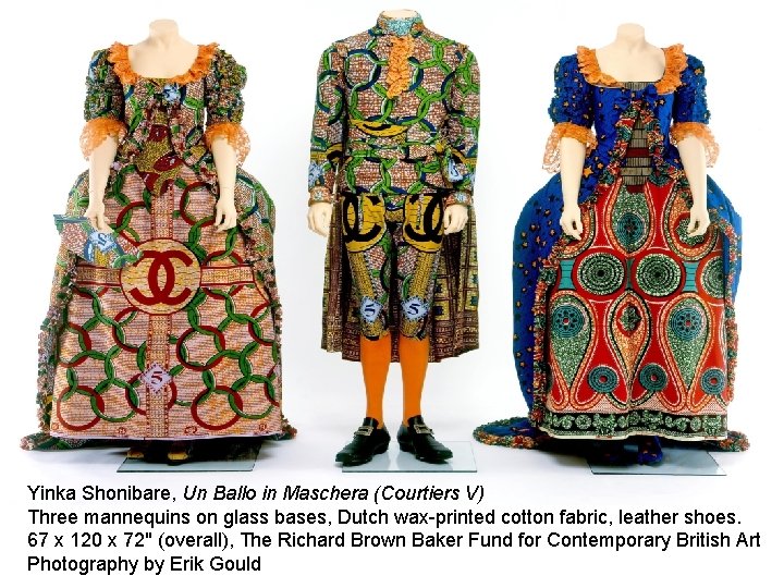 Yinka Shonibare, Un Ballo in Maschera (Courtiers V) Three mannequins on glass bases, Dutch