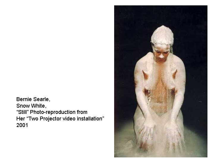 Bernie Searle, Snow White, “Still” Photo-reproduction from Her “Two Projector video installation” 2001 