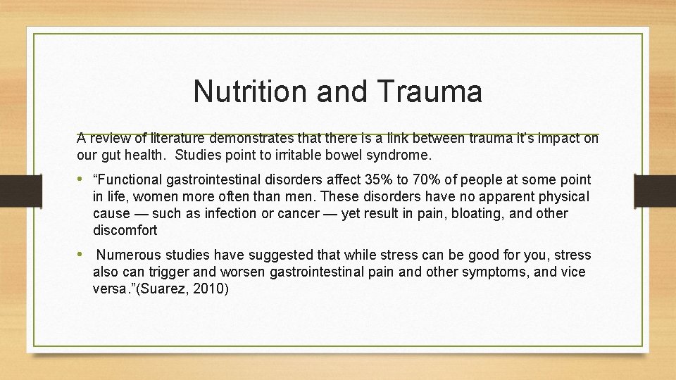 Nutrition and Trauma A review of literature demonstrates that there is a link between