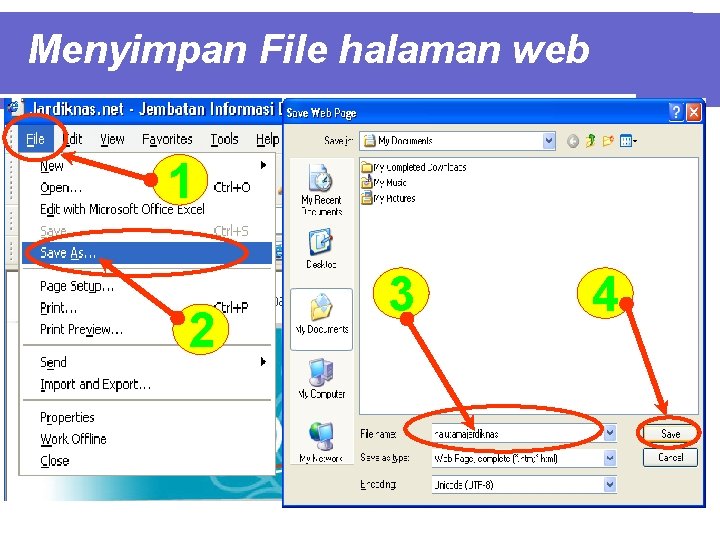 Menyimpan File halaman web 1 2 3 4 