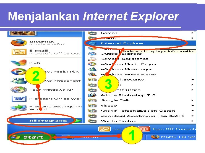 Menjalankan Internet Explorer 2 3 1 