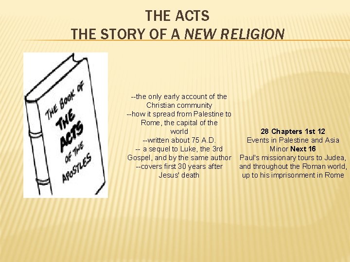 THE ACTS THE STORY OF A NEW RELIGION --the only early account of the