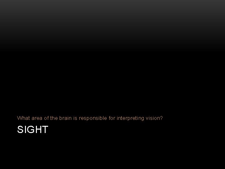 What area of the brain is responsible for interpreting vision? SIGHT 