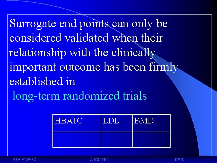 Surrogate end points can only be considered validated when their relationship with the clinically