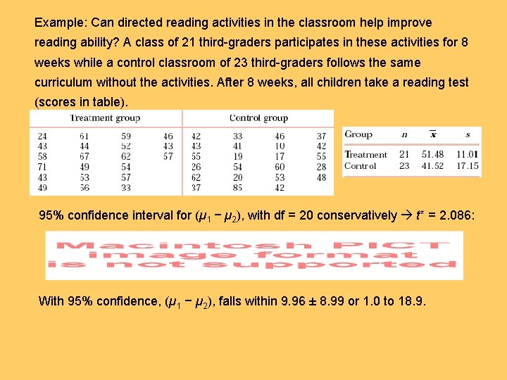 Example: Can directed reading activities in the classroom help improve reading ability? A class