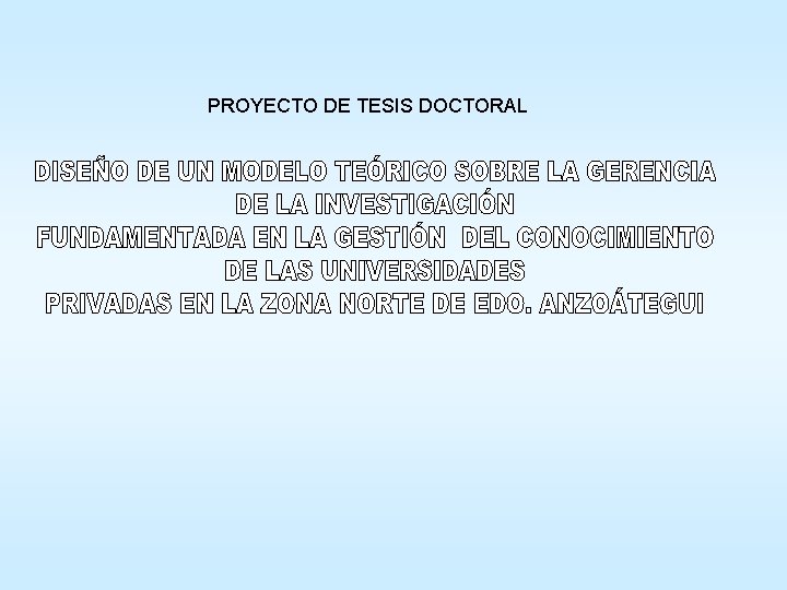 PROYECTO DE TESIS DOCTORAL 