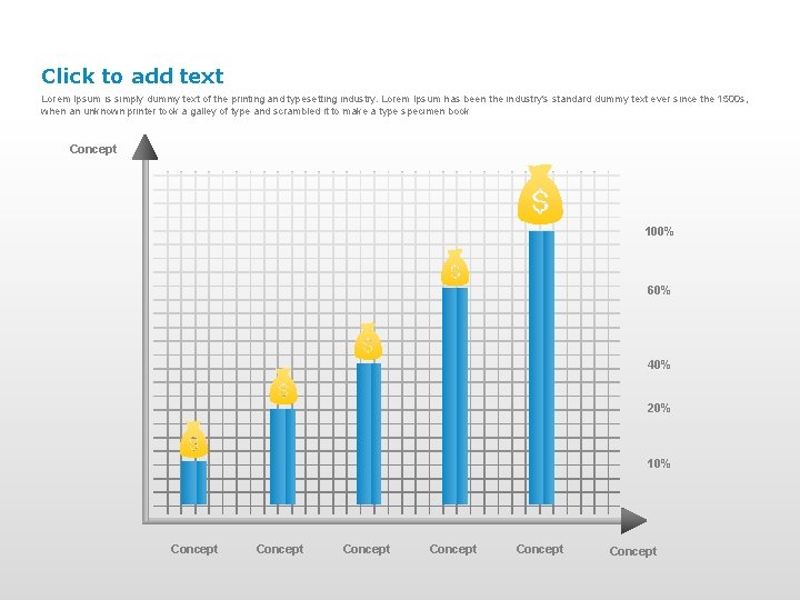 Click to add text Lorem Ipsum is simply dummy text of the printing and