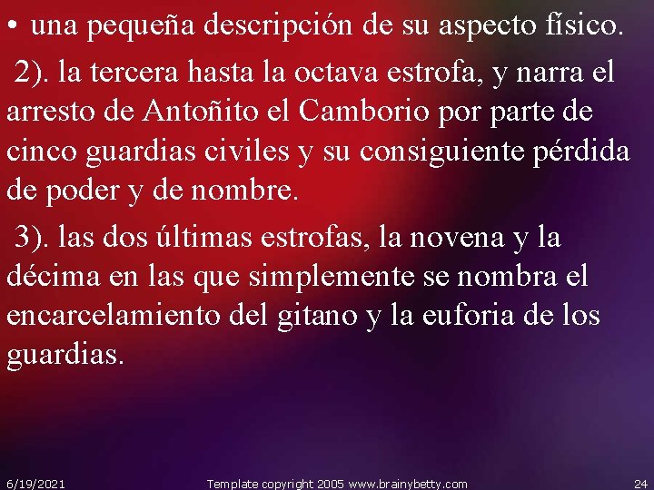  • una pequeña descripción de su aspecto físico. 2). la tercera hasta la