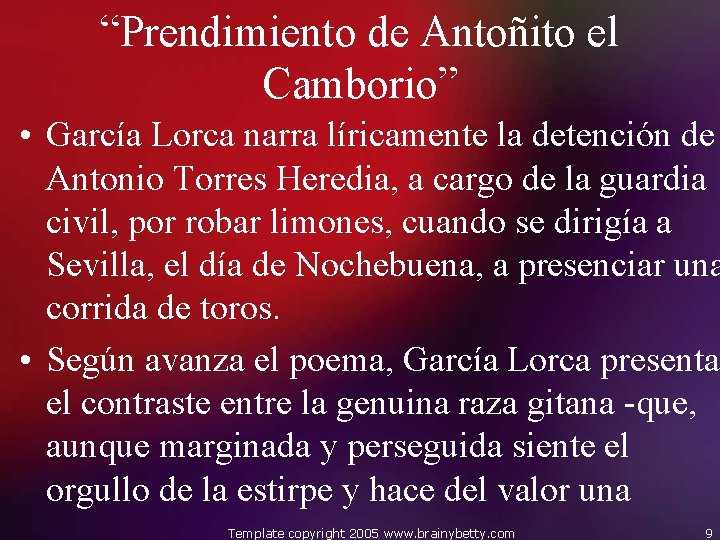 “Prendimiento de Antoñito el Camborio” • García Lorca narra líricamente la detención de Antonio