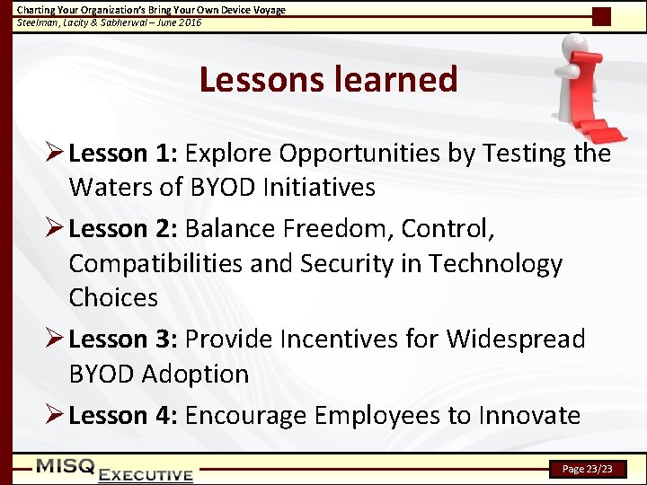 Charting Your Organization’s Bring Your Own Device Voyage Steelman, Lacity & Sabherwal – June