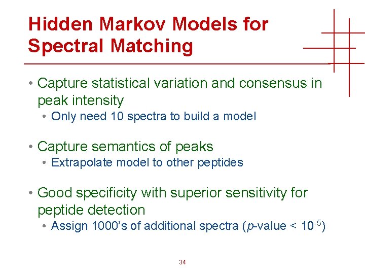 Hidden Markov Models for Spectral Matching • Capture statistical variation and consensus in peak