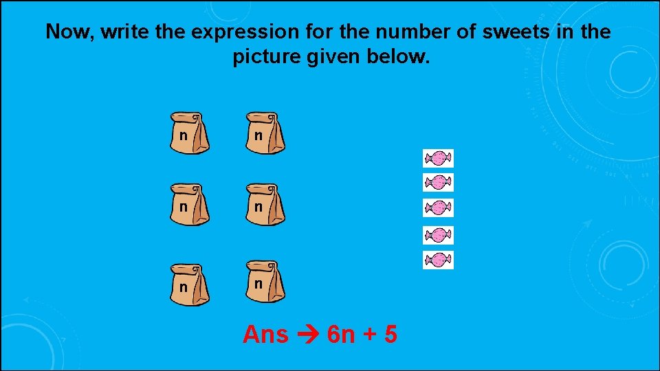 Now, write the expression for the number of sweets in the picture given below.
