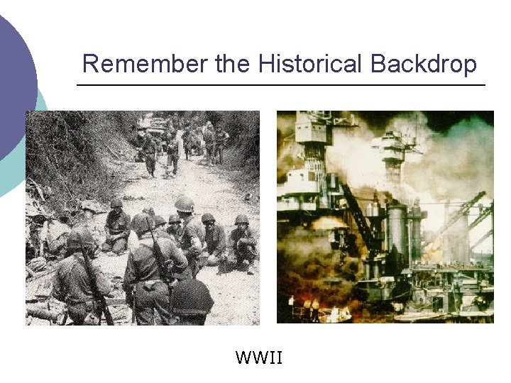 Remember the Historical Backdrop WWII 