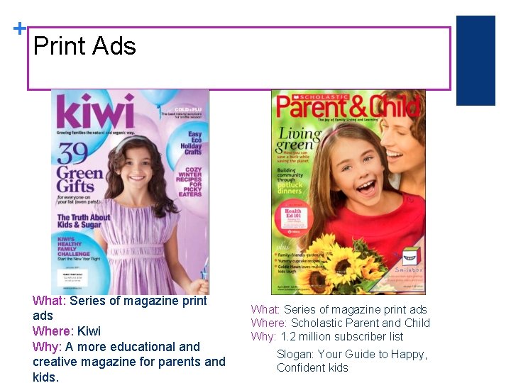 + Print Ads What: Series of magazine print ads Where: Kiwi Why: A more