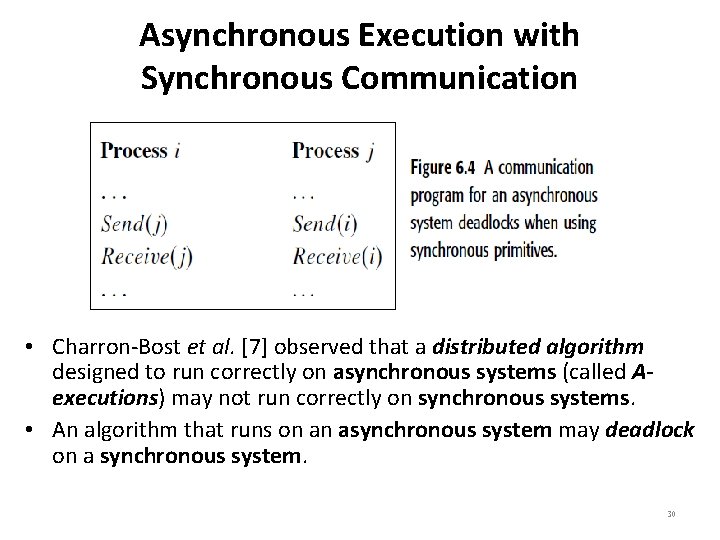 Asynchronous Execution with Synchronous Communication • Charron-Bost et al. [7] observed that a distributed