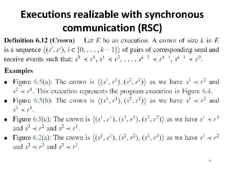 Executions realizable with synchronous communication (RSC) 35 