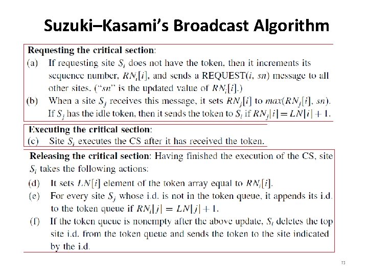 Suzuki–Kasami’s Broadcast Algorithm 73 