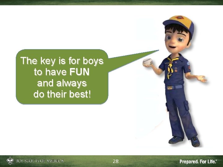The key is for boys to have FUN and always do their best! 28