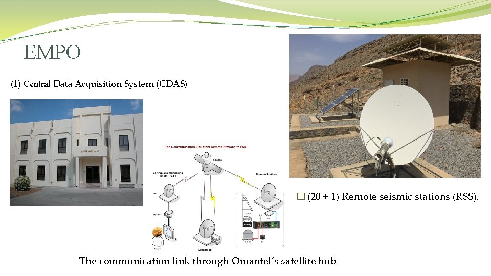 EMPO (1) Central Data Acquisition System (CDAS) � (20 + 1) Remote seismic stations