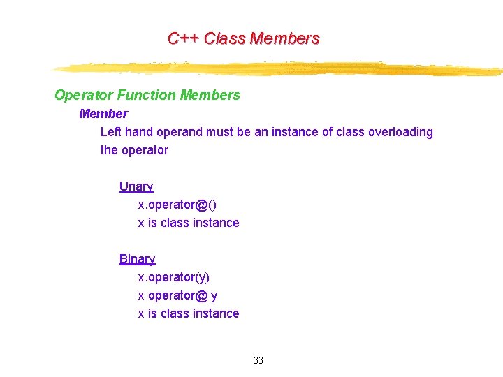 C++ Class Members Operator Function Members Member Left hand operand must be an instance C++ Class Members Operator Function Members Member Left hand operand must be an instance