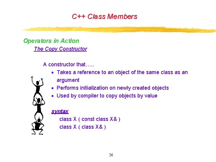 C++ Class Members Operators in Action The Copy Constructor A constructor that…. . · C++ Class Members Operators in Action The Copy Constructor A constructor that…. . ·