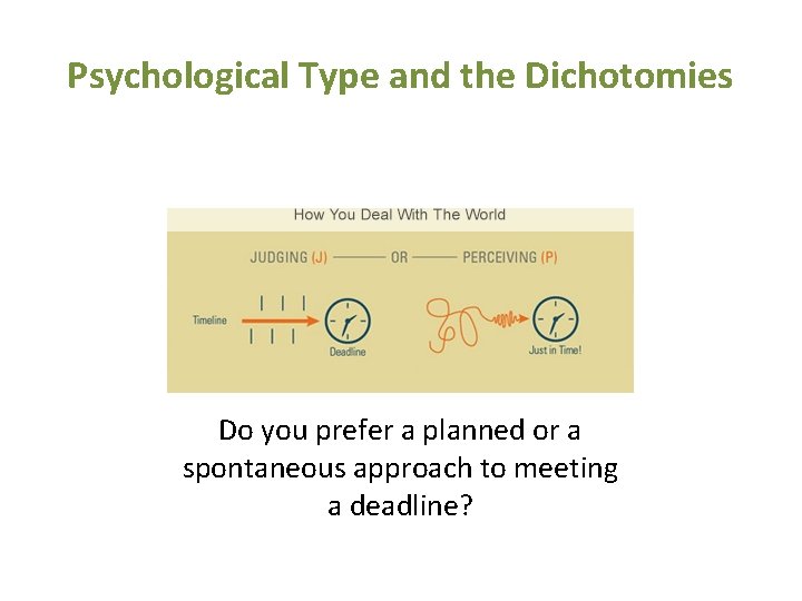Psychological Type and the Dichotomies Do you prefer a planned or a spontaneous approach