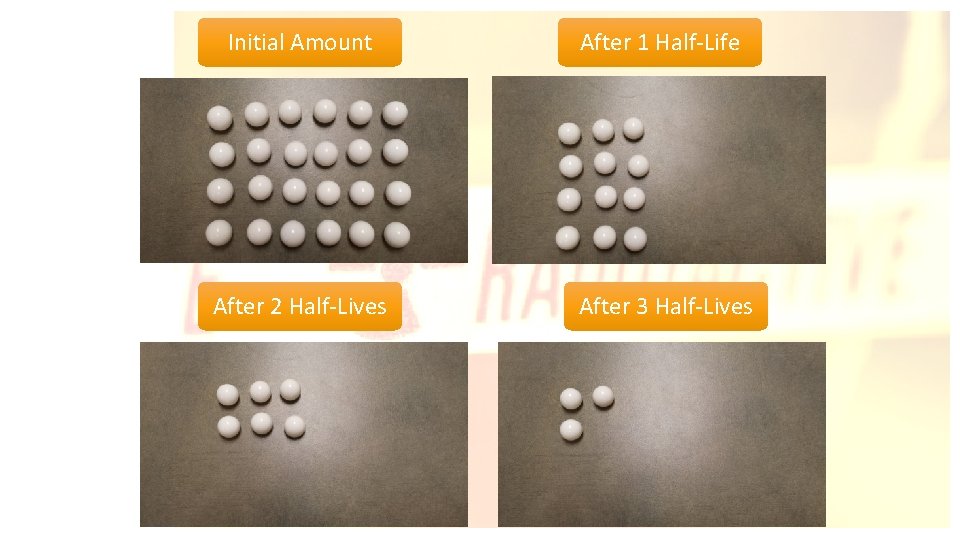 Initial Amount After 1 Half-Life After 2 Half-Lives After 3 Half-Lives 