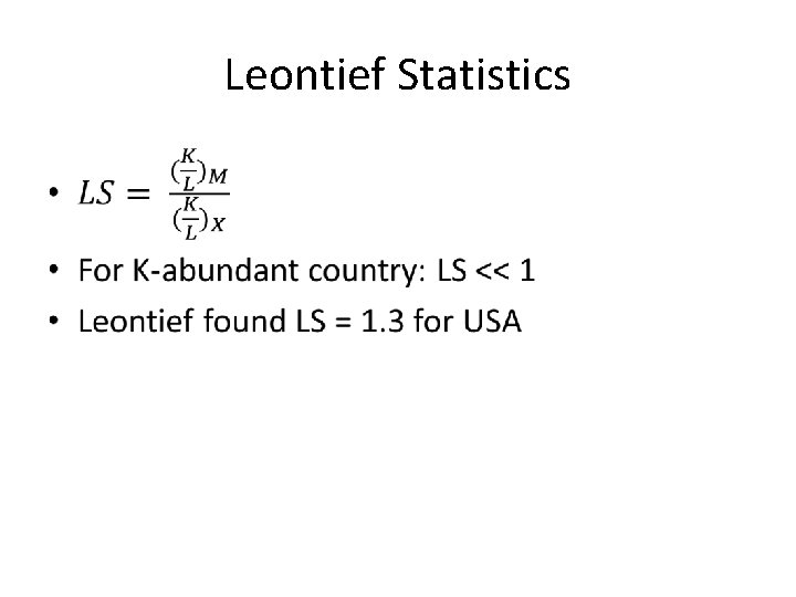 Leontief Statistics • 