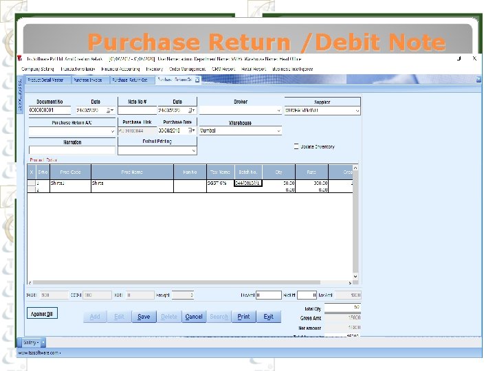 Purchase Return /Debit Note 
