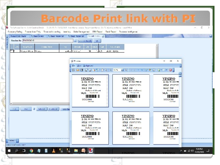 Barcode Print link with PI 