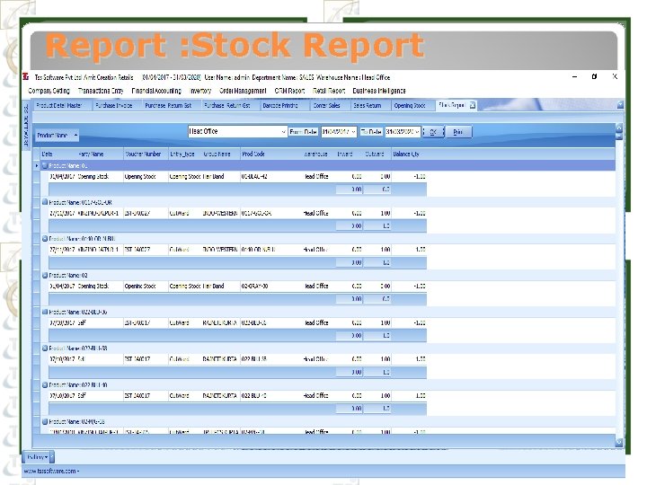 Report : Stock Report 