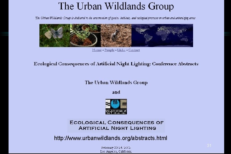 http: //www. urbanwildlands. org/abstracts. html 31 