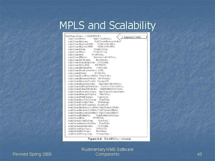 MPLS and Scalability Revised Spring 2006 Rudimentary NMS Software Components 45 