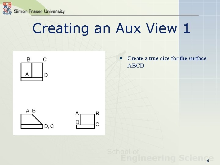 Creating an Aux View 1 w Create a true size for the surface ABCD