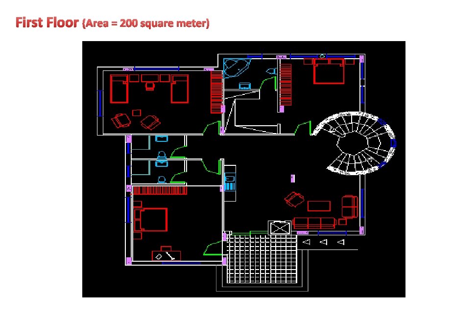 First Floor (Area = 200 square meter) 