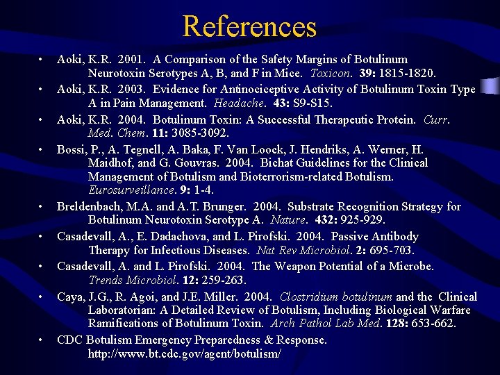 References • • • Aoki, K. R. 2001. A Comparison of the Safety Margins