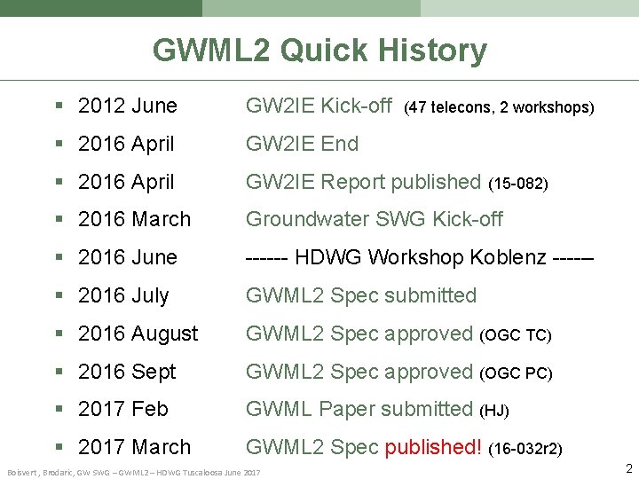 GWML 2 Quick History § 2012 June GW 2 IE Kick-off § 2016 April