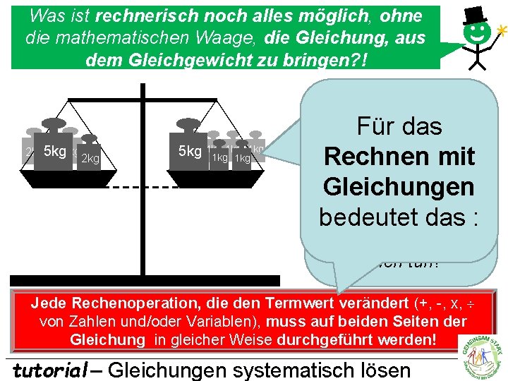 Was ist rechnerisch noch alles möglich, ohne die mathematischen Waage, die Gleichung, aus dem