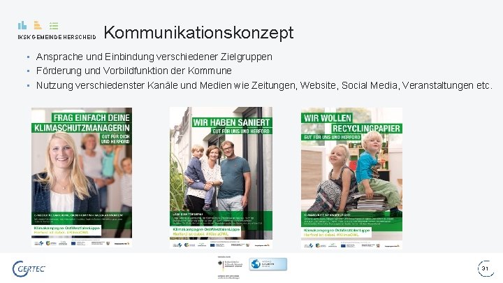 IKSK GEMEINDE HERSCHEID Kommunikationskonzept • Ansprache und Einbindung verschiedener Zielgruppen • Förderung und Vorbildfunktion