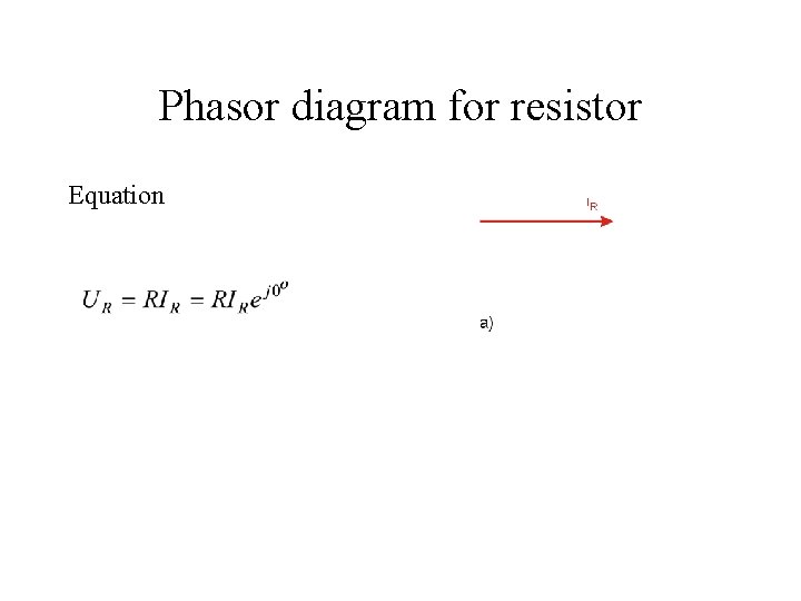 Phasor diagram for resistor Equation 