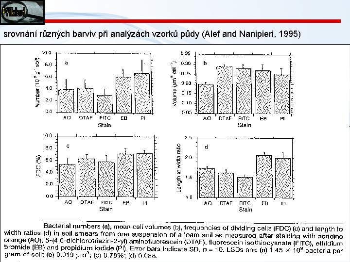 srovnání různých barviv při analýzách vzorků půdy (Alef and Nanipieri, 1995) Snímek 16 16