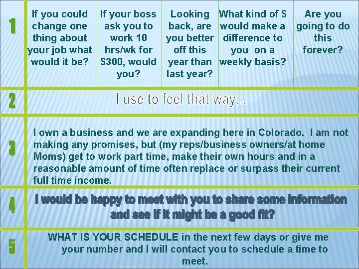 If you could If your boss Looking change one ask you to back, are