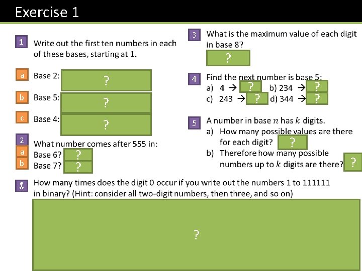 Exercise 1 3 1 ? a ? b ? c ? 2 a b