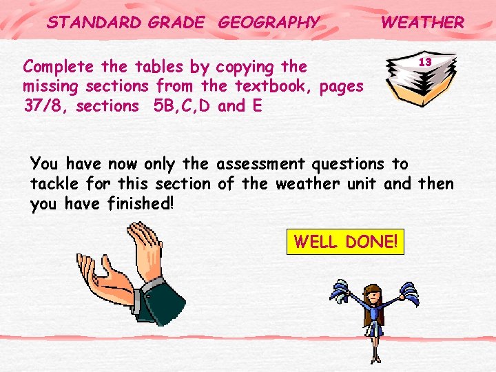STANDARD GRADE GEOGRAPHY WEATHER Complete the tables by copying the missing sections from the